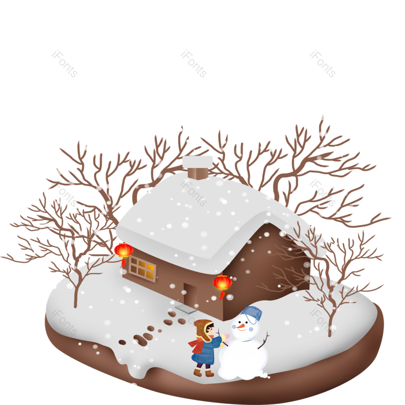 春节图片,雪花元素,雪人PNG,冬天免抠素材